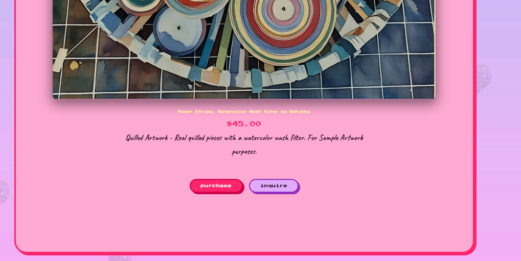 Single artwork page with Purchase and Inquire buttons
